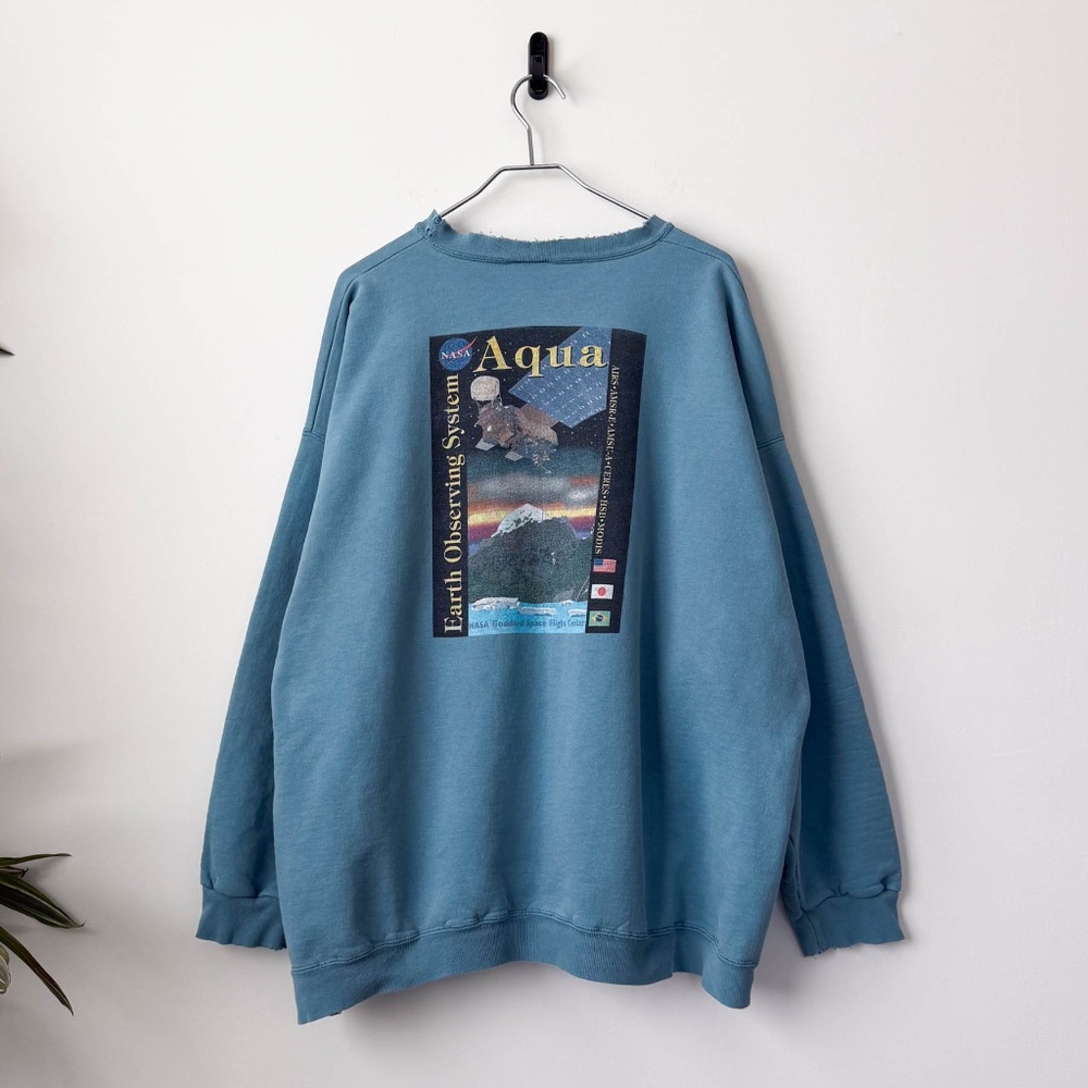 American Vintage Aqua Blue Graphic Crewneck Sweatshirt